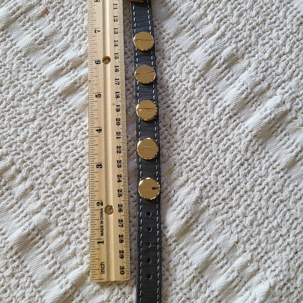 Leather and Gold- Colored accent Belt Bracelet - Picture 12 of 16